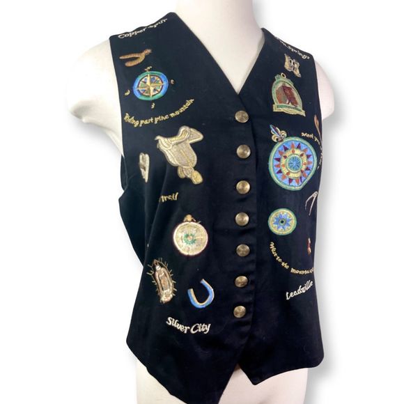 1980's Carol Horn Western Embroidered Rodeo Vest- Cowgirl - Barrel Racer- Horses - Picture 2 of 7